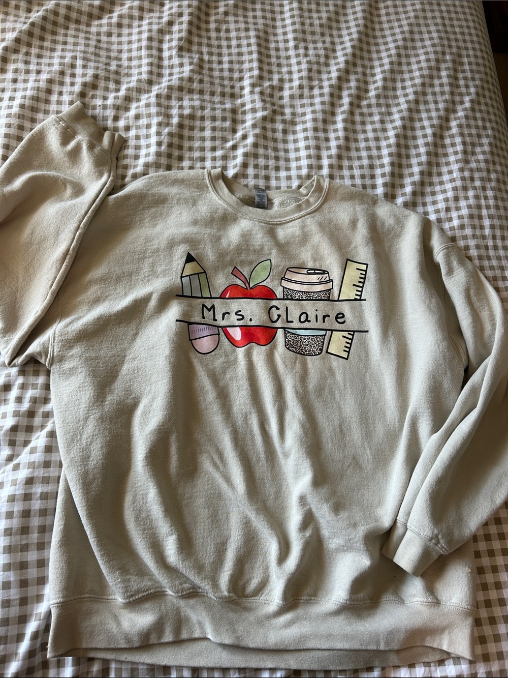 Mrs. Claire Cream Graphic Teacher Sweatshirt